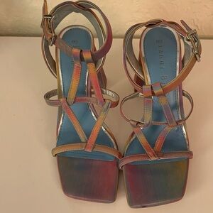 GIANNI  Bini pink/blue iridescent beautiful shoes size9  M.